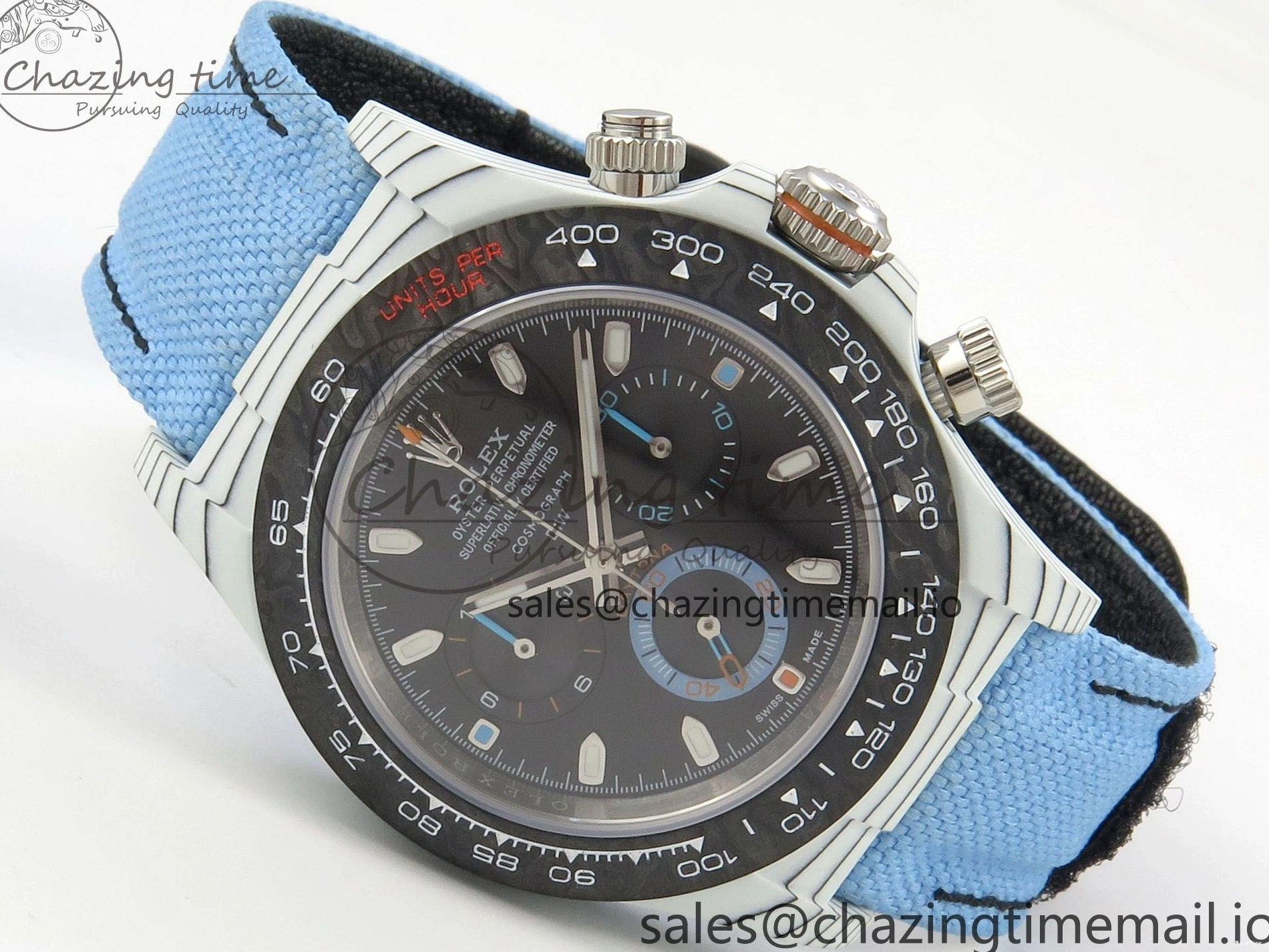 MiroTime 0106 Attractive Daytona DIW Carbon Case and Bezel DIWF Edition Black Dial on Blue Nylon Strap A 71